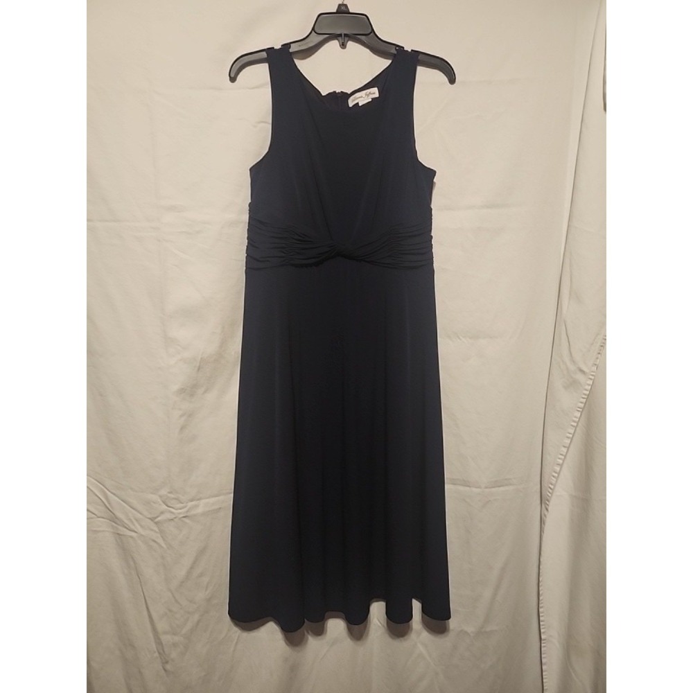 Laura Jeffries Dress~Size 10~Solid Navy~Sleeveless~Midi Dress~Lined Upper Body